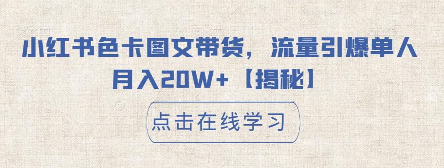 小红书色卡图文带货，流量引爆单人月入20W+【揭秘】-副业宝典