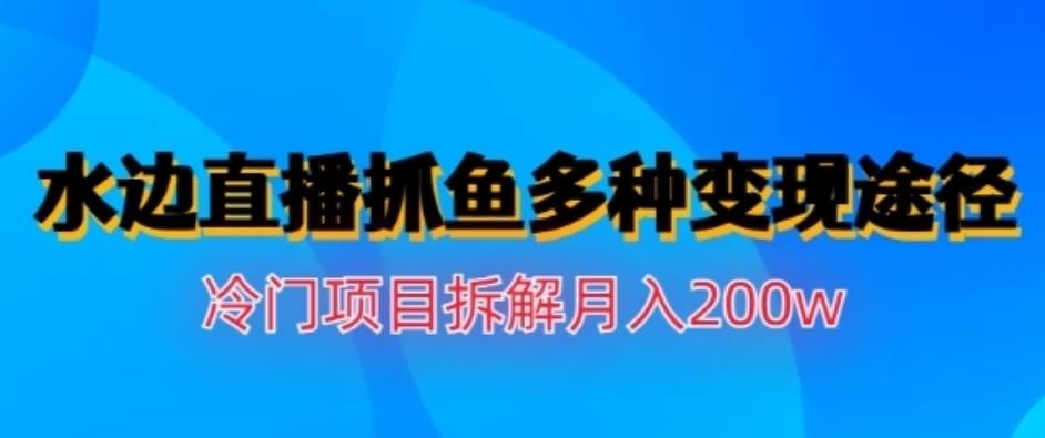 水边直播抓鱼，多种变现途径冷门项目，月入200w拆解【揭秘】-副业宝典