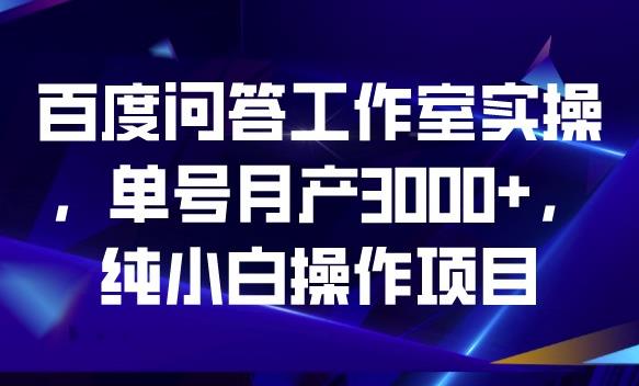 百度问答工作室实操，单号月产3000+，纯小白操作项目【揭秘】-副业宝典
