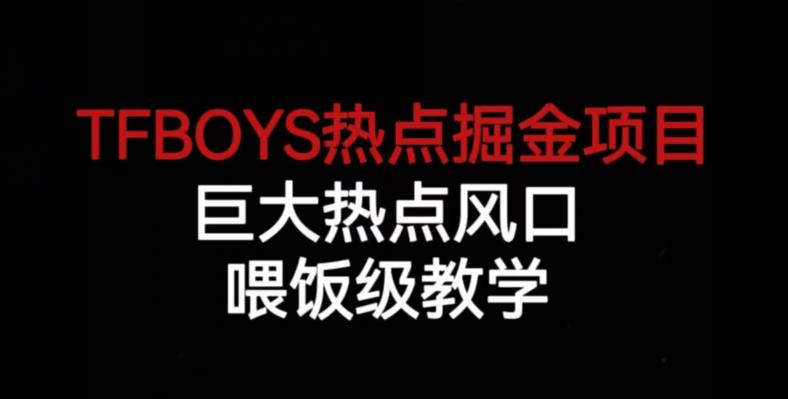 TFBOYS热点掘金项目，巨大热点风口，喂饭级教学-副业宝典