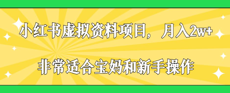 小红书虚拟资料项目，月入2w+，非常适合宝妈和新手操作【揭秘】-副业宝典