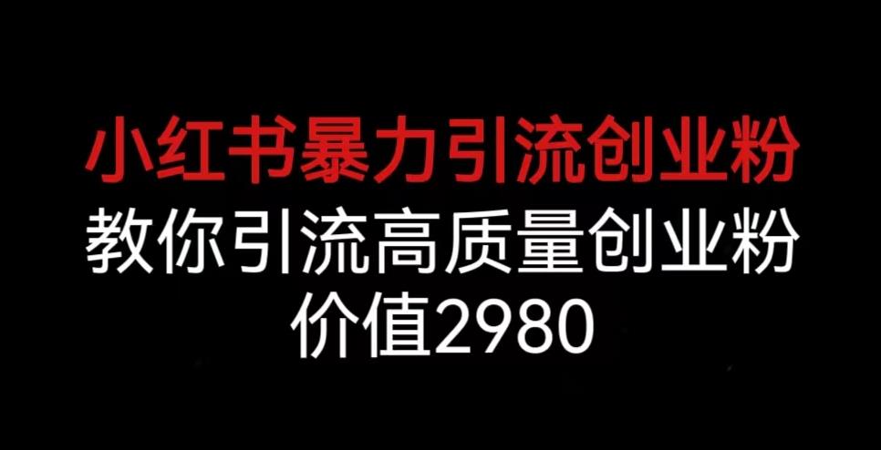 小红书暴力引流创业粉，教你引流高质量创业粉，价值2980【揭秘】-副业宝典
