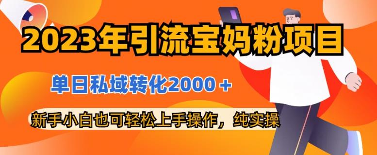2023年引流宝妈粉项目，单日私域转化2000＋，新手小白也可轻松上手操作，纯实操-副业宝典
