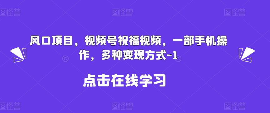 新风口项目，视频号祝福视频，一部手机操作，多种变现方式【揭秘】-副业宝典