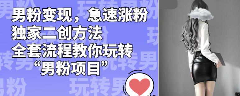 男粉变现，急速涨粉独家二创方法，全套流程教你玩转“男粉项目”【揭秘】-副业宝典