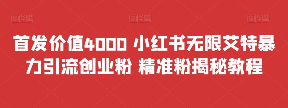 首发价值4000 小红书无限艾特暴力引流创业粉 精准粉揭秘教程-副业宝典