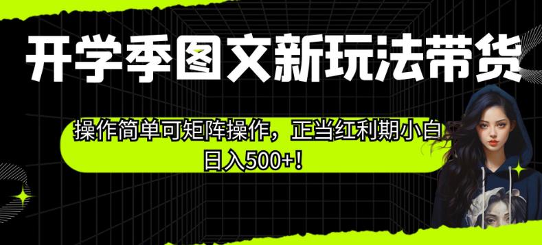 开学季图文新玩法带货，操作简单可矩阵操作，正当红利期小白日入500+！【揭秘】-副业宝典