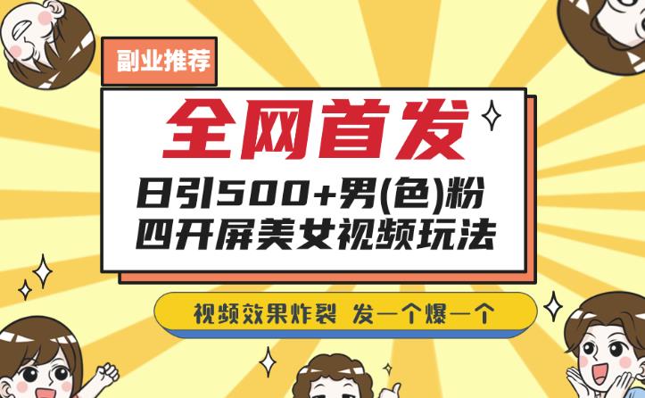 全网首发，日引500+男粉美女视频四开屏玩法，发一个爆一个【揭秘】-副业宝典