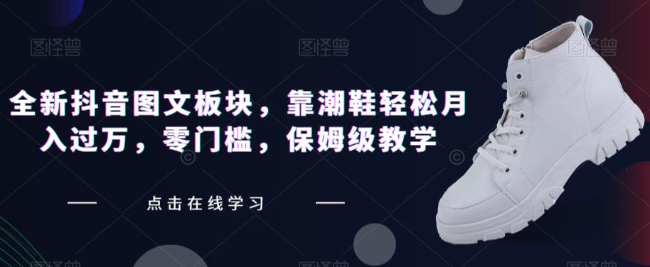 全新抖音图文板块，靠潮鞋轻松月入过万，零门槛，保姆级教学【揭秘】-副业宝典