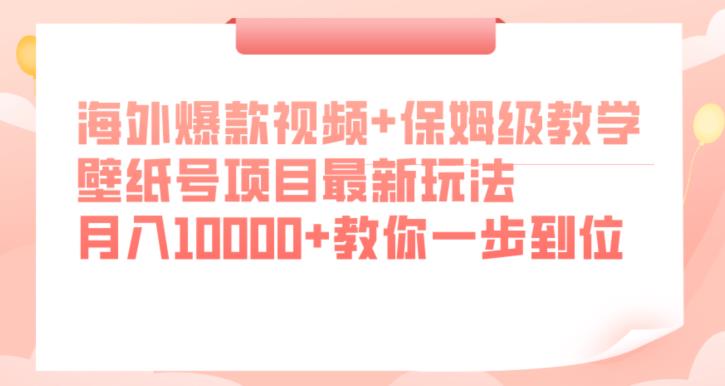 海外爆款视频+保姆级教学，壁纸号项目最新玩法，月入10000+教你一步到位【揭秘】-副业宝典