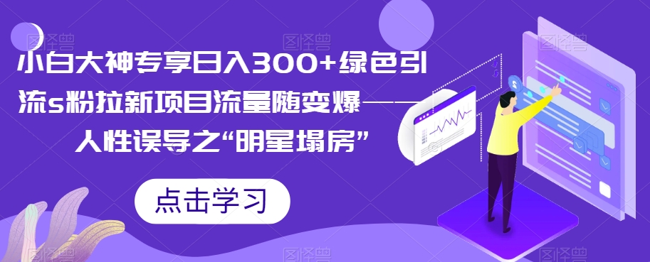 小白大神专享日入300+绿色引流s粉拉新项目流量随变爆——人性误导之“明星塌房”-副业宝典