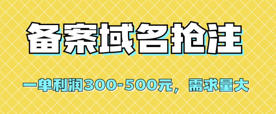 【全网首发】备案域名抢注，一单利润300-500元，需求量大-副业宝典