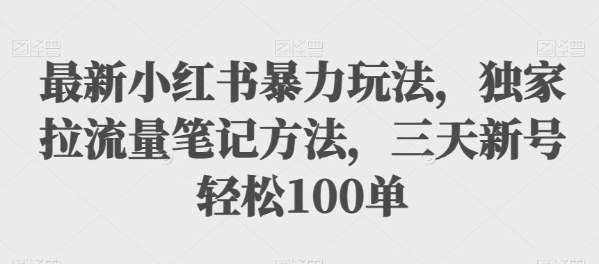 最新小红书暴力玩法，独家拉流量笔记方法，三天新号轻松100单【揭秘】-副业宝典