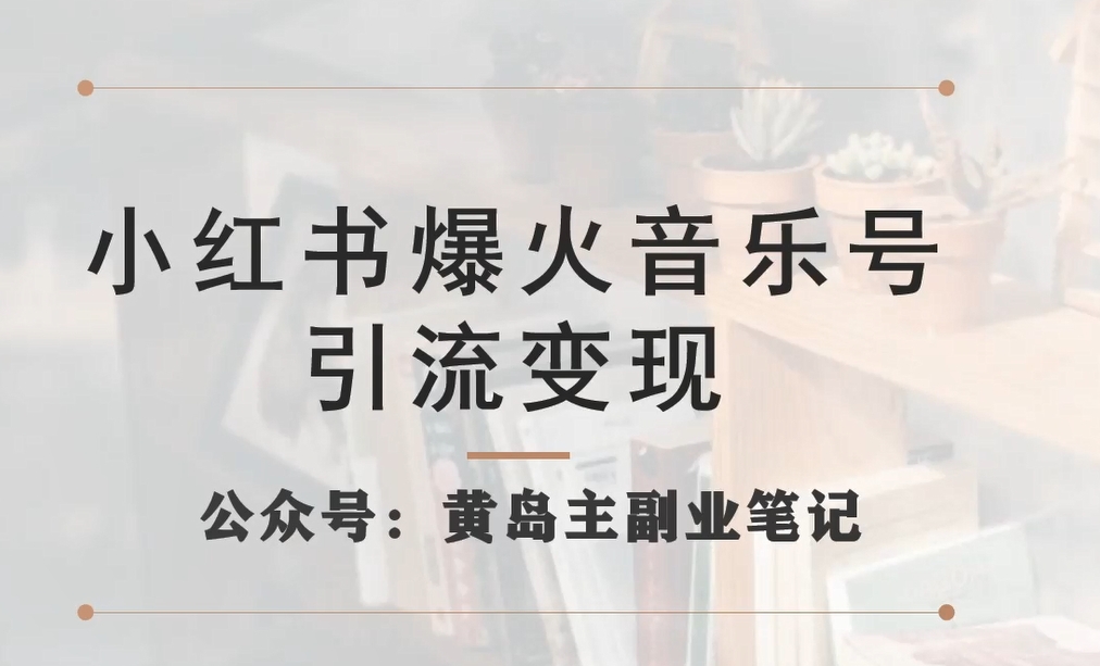 小红书爆火音乐号引流变现项目，视频版一条龙实操玩法分享给你-副业宝典