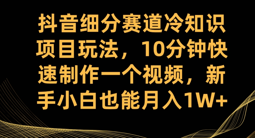 抖音细分赛道冷知识项目玩法，10分钟快速制作一个视频，新手小白也能月入1W+【揭秘】-副业宝典
