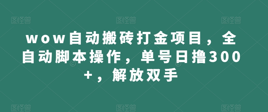 wow自动搬砖打金项目，全自动脚本操作，单号日撸300+，解放双手【揭秘】-副业宝典