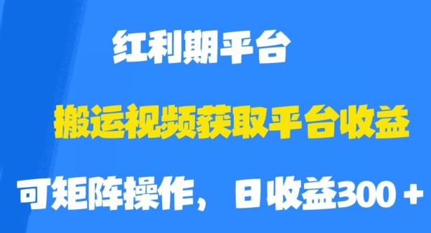 搬运视频获取平台收益，平台红利期，附保姆级教程【揭秘】-副业宝典