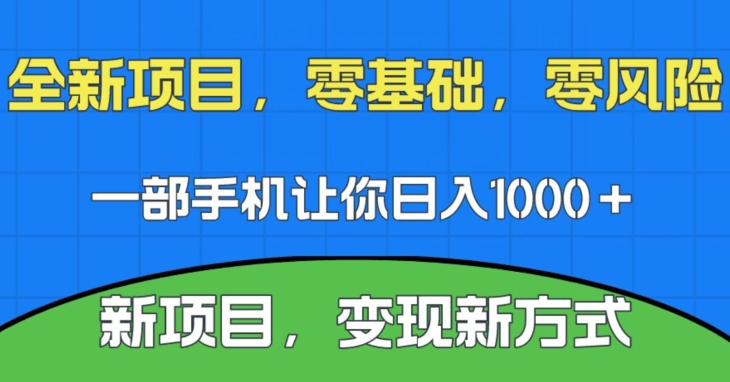 新项目，新平台，一部手机即可日入1000＋，无门槛操作【揭秘】-副业宝典