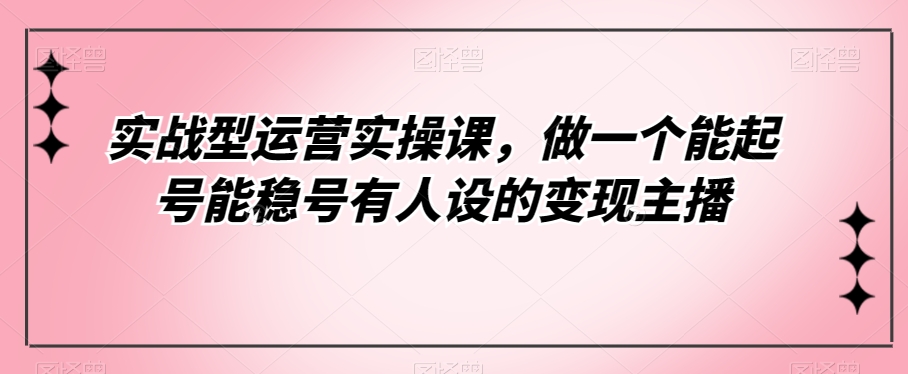 实战型运营实操课，做一个能起号能稳号有人设的变现主播-副业宝典