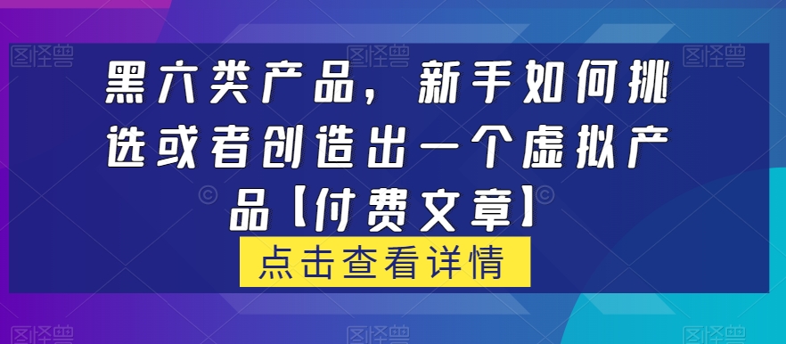 黑六类虚拟产品，新手如何挑选或者创造出一个虚拟产品【付费文章】-副业宝典