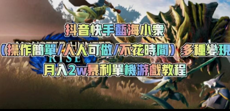 抖音快手蓝海小众（操作简单人人可做不花时间）多种变现月入2w＋暴利单机游戏教程-副业宝典