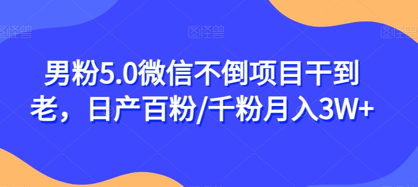 男粉5.0微信不倒项目干到老，日产百粉/千粉月入3W+【揭秘】-副业宝典