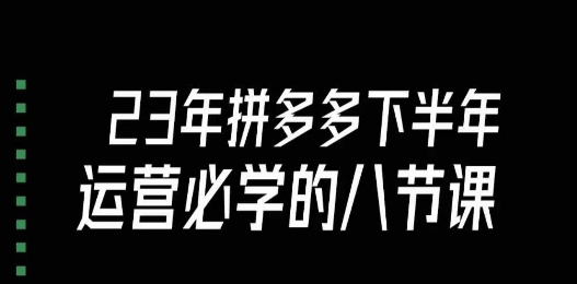 大牙·23年下半年拼多多运营必学的八节课（18节完整）-副业宝典