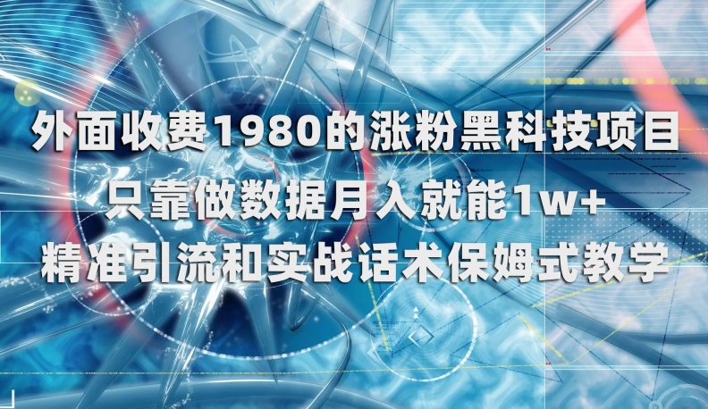 外面收费1980的涨粉黑科技项目，只靠做数据月入就能1w+【揭秘】-副业宝典