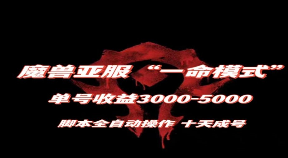 魔兽亚服一命模式，10天成号-单号3千-5千，脚本全自动操作，保姆级教学【揭秘】-副业宝典