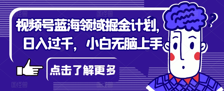 视频号蓝海领域掘金计划，日入过千，小白无脑上手【揭秘】-副业宝典