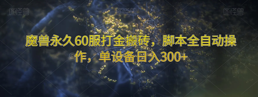 魔兽永久60服打金搬砖，脚本全自动操作，单设备日入300+【揭秘】-副业宝典