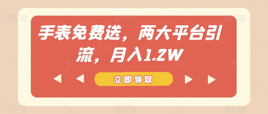 手表免费送，两大平台引流，月入1.2W【揭秘】-副业宝典