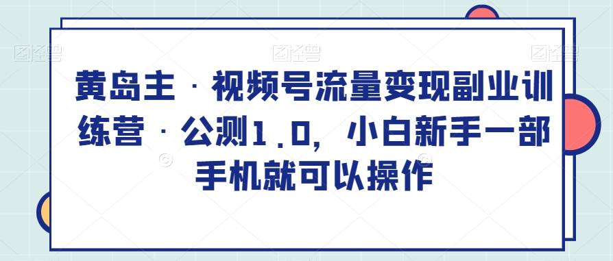 黄岛主·视频号流量变现副业训练营·公测1.0，小白新手一部手机就可以操作-副业宝典