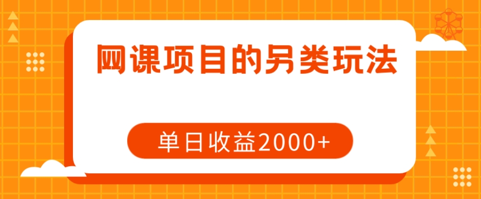 网课项目的另类玩法，单日收益2000+【揭秘】-副业宝典