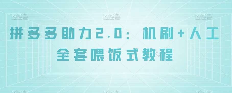 拼多多助力2.0：机刷+人工全套喂饭式教程【揭秘】-副业宝典