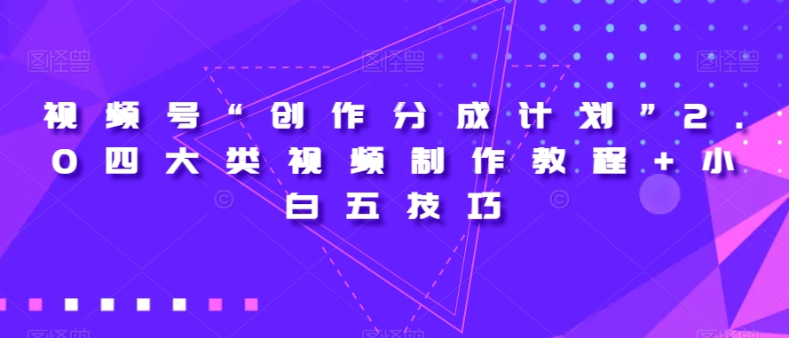 视频号“创作分成计划”2.0四大类视频制作教程+小白五技巧【揭秘】-副业宝典