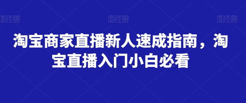 淘宝商家直播新人速成指南，淘宝直播入门小白必看-副业宝典