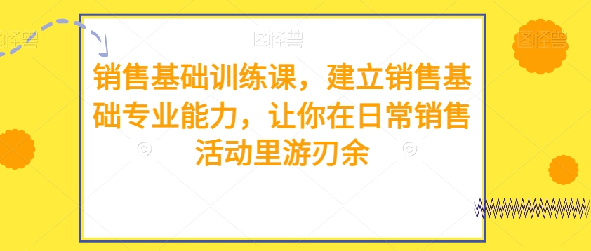 销售基础训练课，建立销售基础专业能力，让你在日常销售活动里游刃余-副业宝典