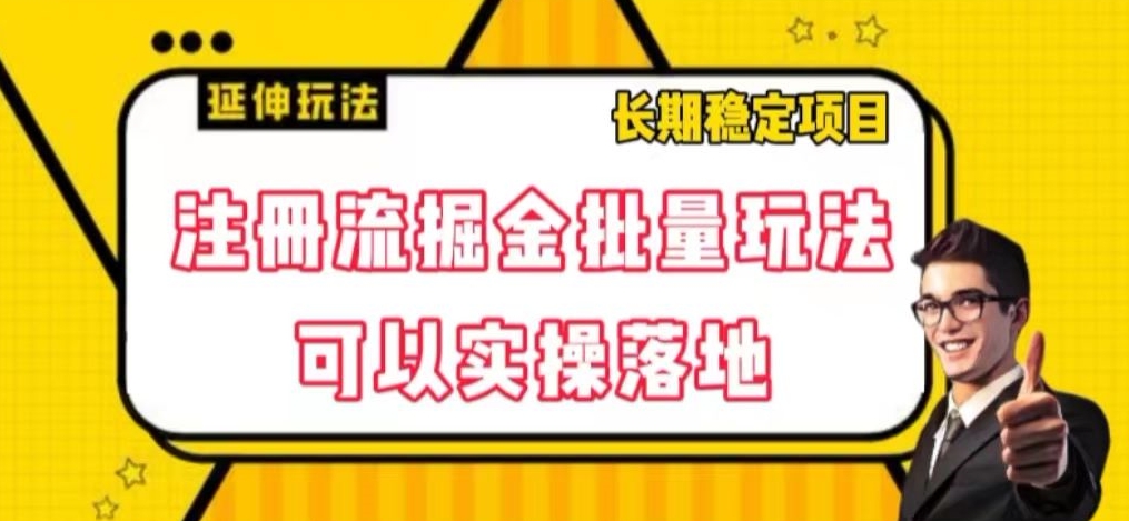 注册流掘金批量玩法，可以实操落地【揭秘】-副业宝典