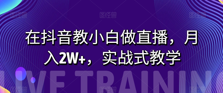 在抖音教小白做直播，月入2W+，实战式教学【揭秘】-副业宝典
