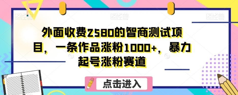 外面收费2580的智商测试项目，一条作品涨粉1000+，暴力起号涨粉赛道【揭秘】-副业宝典