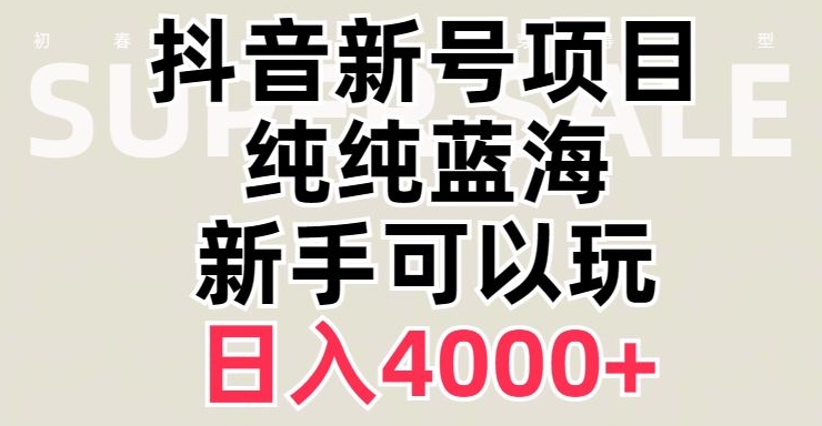 抖音蓝海赛道，必须是新账号，日入4000+【揭秘】-副业宝典