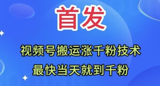 全网首发：视频号无脑搬运涨千粉技术，最快当天到千粉【揭秘】-副业宝典