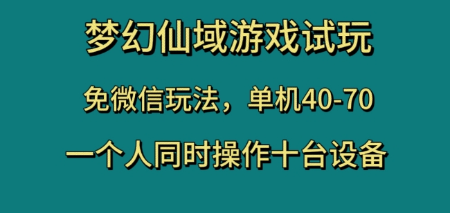 梦幻仙域游戏试玩，免微信玩法，单机40-70，一个人同时操作十台设备【揭秘】-副业宝典