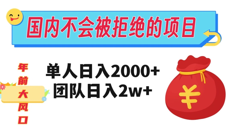 在国内不怕被拒绝的项目，单人日入2000，团队日入20000+【揭秘】-副业宝典