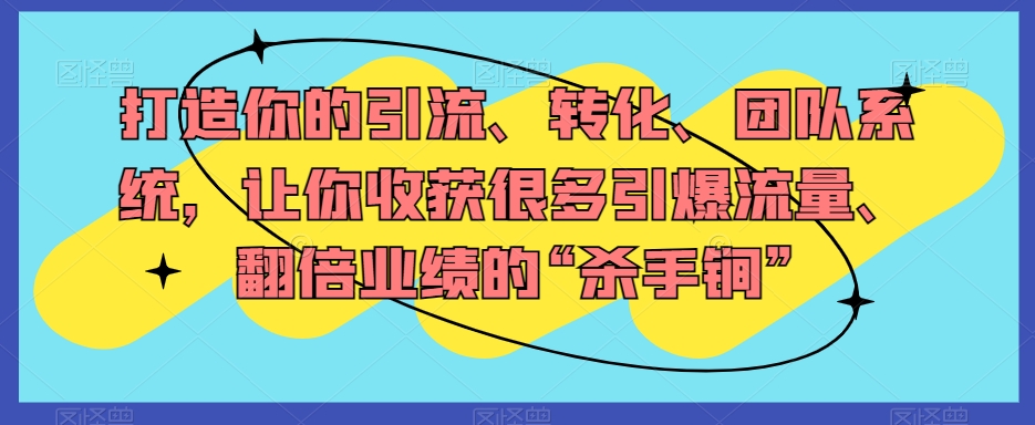 打造你的引流、转化、团队系统，让你收获很多引爆流量、翻倍业绩的“杀手锏”-副业宝典