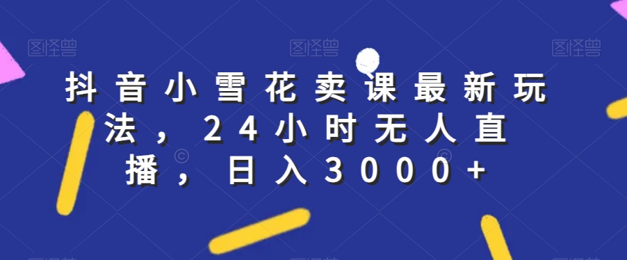 抖音小雪花卖课最新玩法，24小时无人直播，日入3000+【揭秘】-副业宝典
