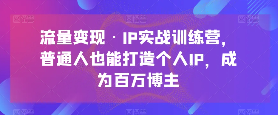 流量变现·IP实战训练营，普通人也能打造个人IP，成为百万博主-副业宝典