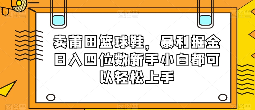 卖莆田篮球鞋，暴利掘金日入四位数新手小白都可以轻松上手【揭秘】-副业宝典