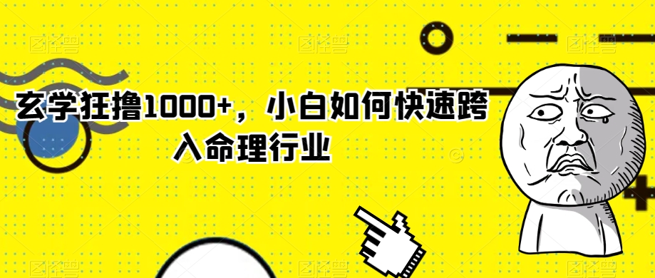 玄学狂撸1000+，小白如何快速跨入命理行业【揭秘】-副业宝典